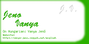 jeno vanya business card